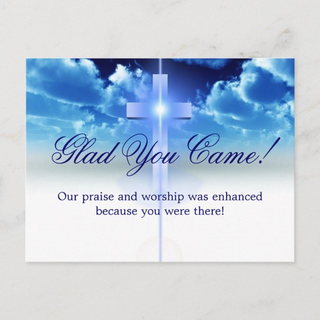 Hospitality: Illuminated Cros "Glad You Came" Card (Front)