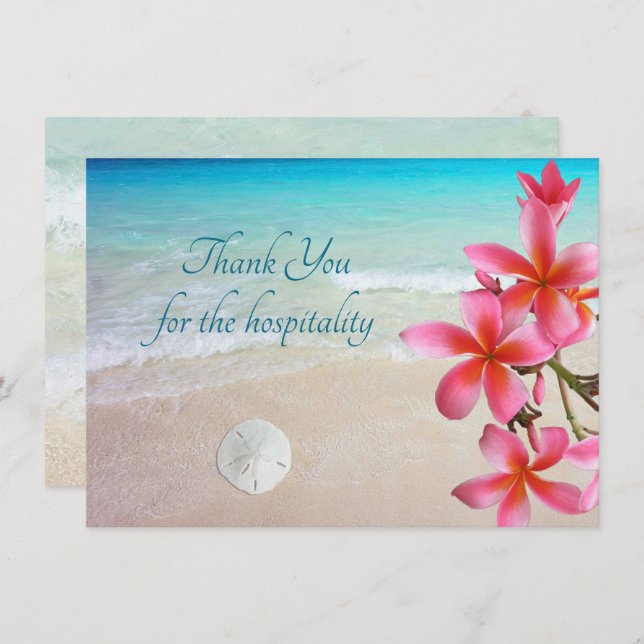 Hospitality Thank You Card Tropical Beach Scene (Front/Back)