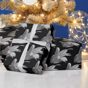 Hosta Flower in Black and White Wrapping Paper