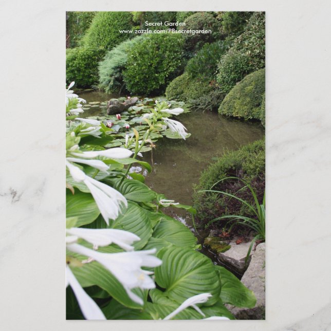 Hosta in a Zen Garden personalised stationery (Front)