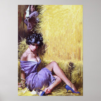 Hostage Of Love Vintage Pulp Magazine Cover art Poster