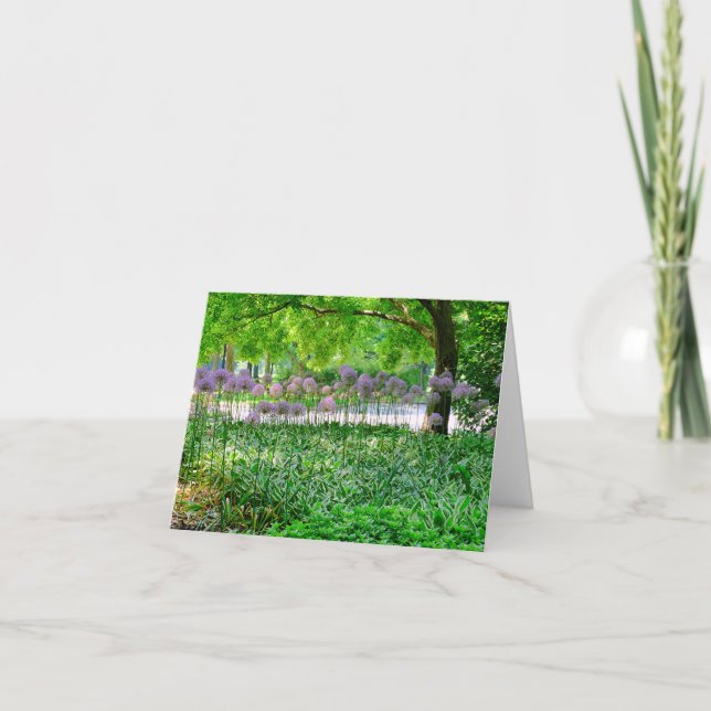 "HOSTAS AND PURPLE ALLIUM" CARD (Front)