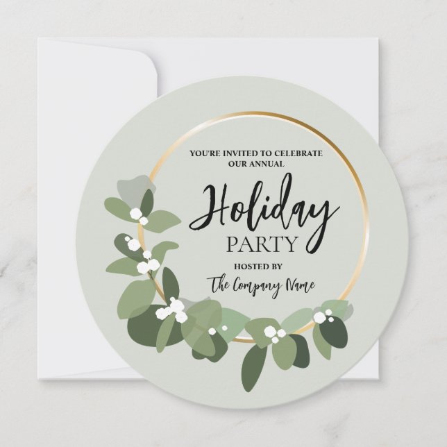 Hosted Corporate Holiday Party Christmas Wreath Invitation (Front)