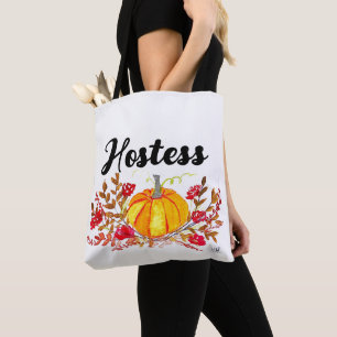 Hostess Autumn Fall Floral Pumpkin Wedding  Tote Bag