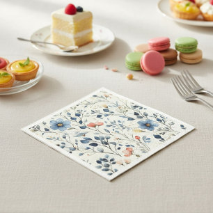 Hostess Blue Floral Watercolor Event Napkin