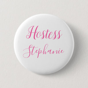 Hostess Pink Custom Name Gifts Wedding Button