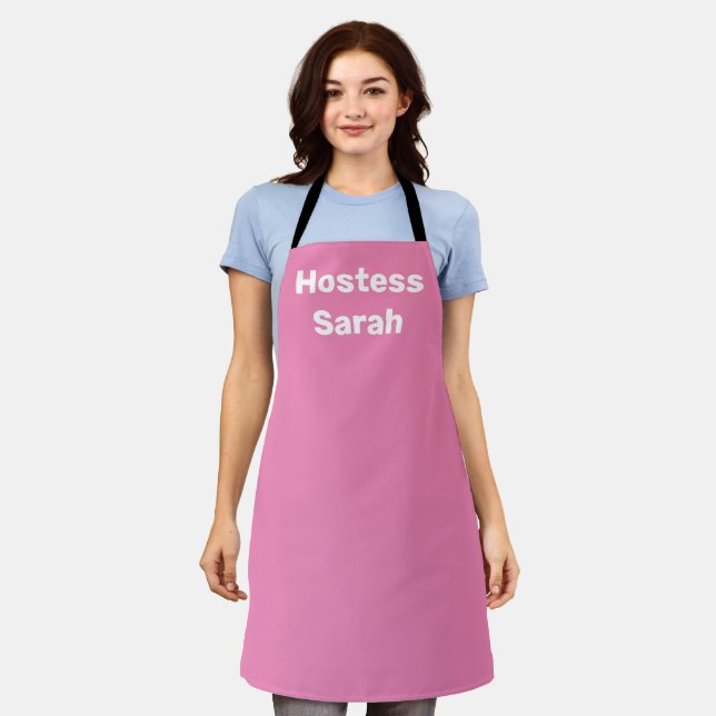 Hostess Pink Cute Bridal shower Party Weddings Apron (Worn)