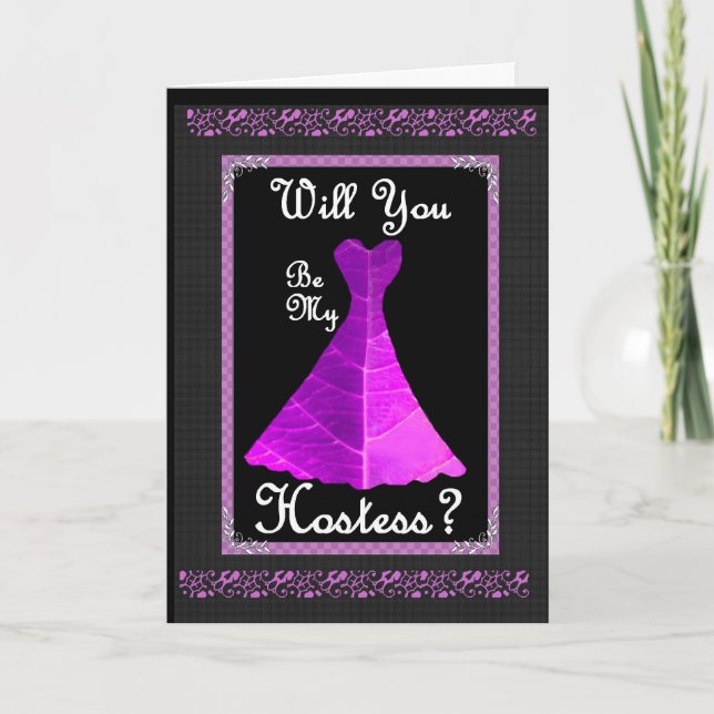 Hostess Wedding Invitation - PURPLE Gown (Front)