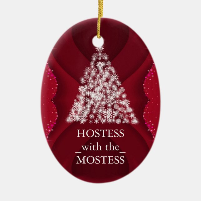 Hostess with the Mostess Christmas Chalkboard Ceramic Ornament (Front)