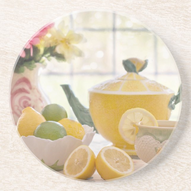 Hot Afternoon Tea with Fresh Lemons Coaster (Front)