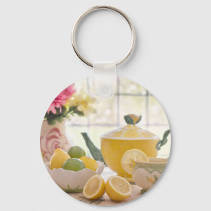 Hot Afternoon Tea with Fresh Lemons Key Ring