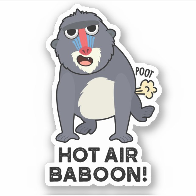 Hot Air Baboon Funny Farting Monkey Pun  (Front)