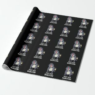 Hot Air Baboon Funny Farting Monkey Pun Dark BG Wrapping Paper