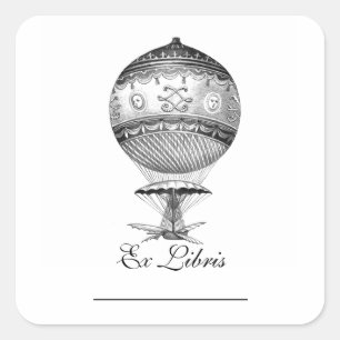 Hot Air Ballon Steampunk Bookplates Square Sticker