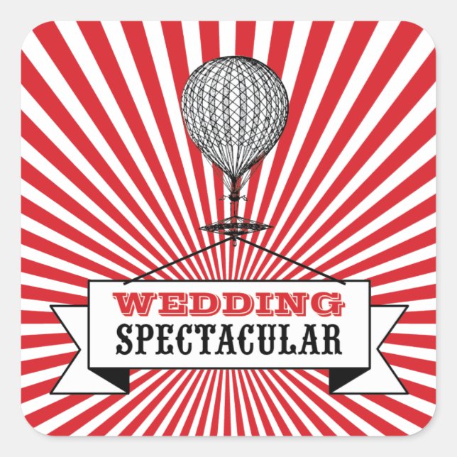 Hot Air Ballon Wedding Spectacular Stickers. Square Sticker (Front)