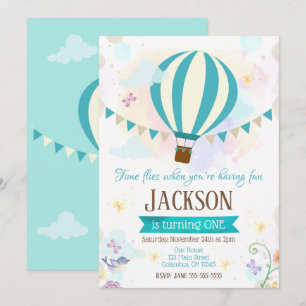 Hot Air Balloon 1st Birthday Invitation