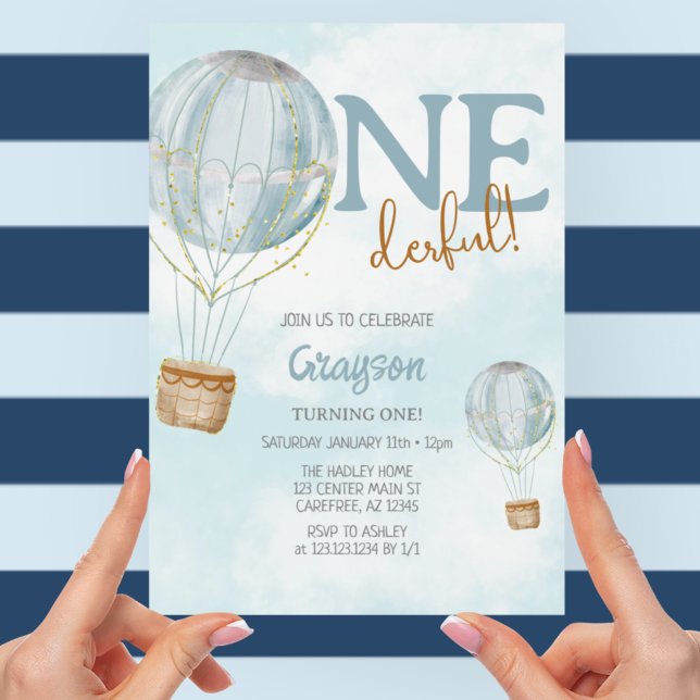 Hot Air Balloon 1st Birthday  Invitation (Creator Uploaded)