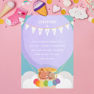 Hot Air Balloon 1st Birthday Party Invitation