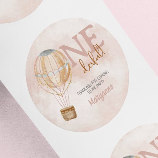 Hot Air Balloon 1st Birthday Thankyou Sticker (Creator Uploaded)