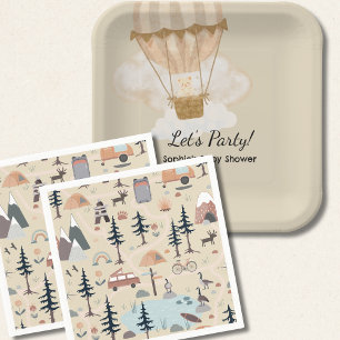 Hot Air Balloon, Adventure Awaits, Earth Tone  Napkin