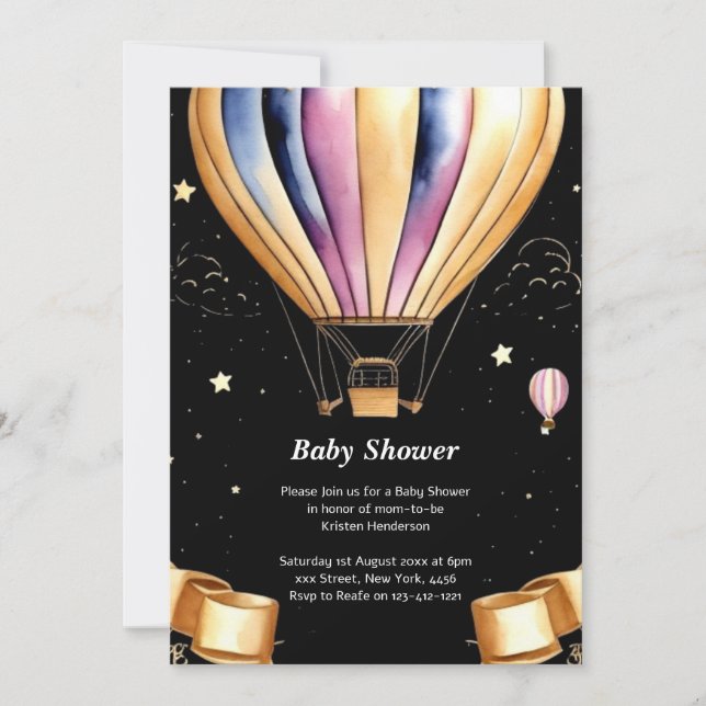 Hot Air Balloon Adventure Baby Shower Invitation (Front)