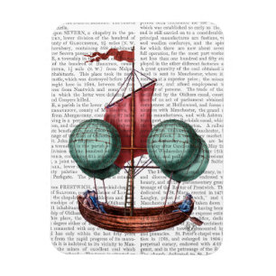 Hot Air Balloon Airship With Red Sail Magnet