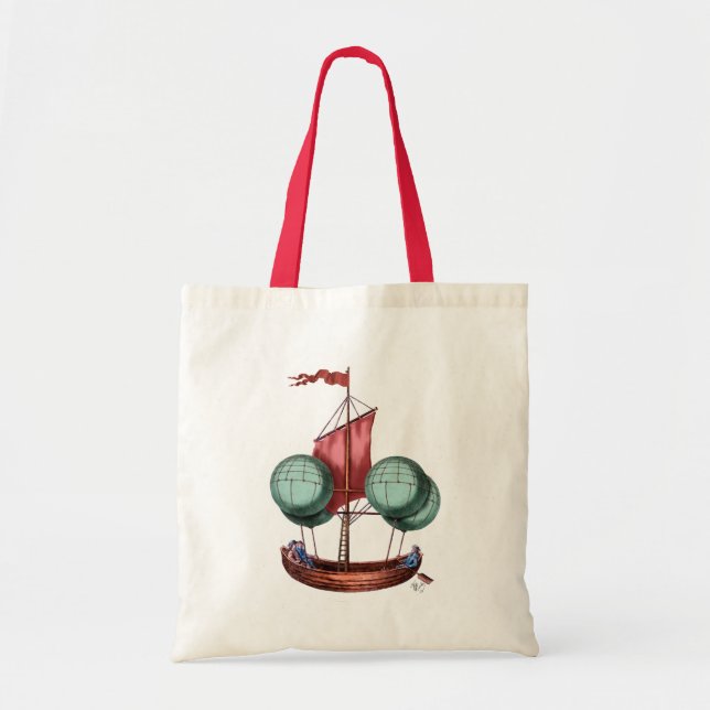 Hot Air Balloon Airship With Red Sail Tote Bag (Front)
