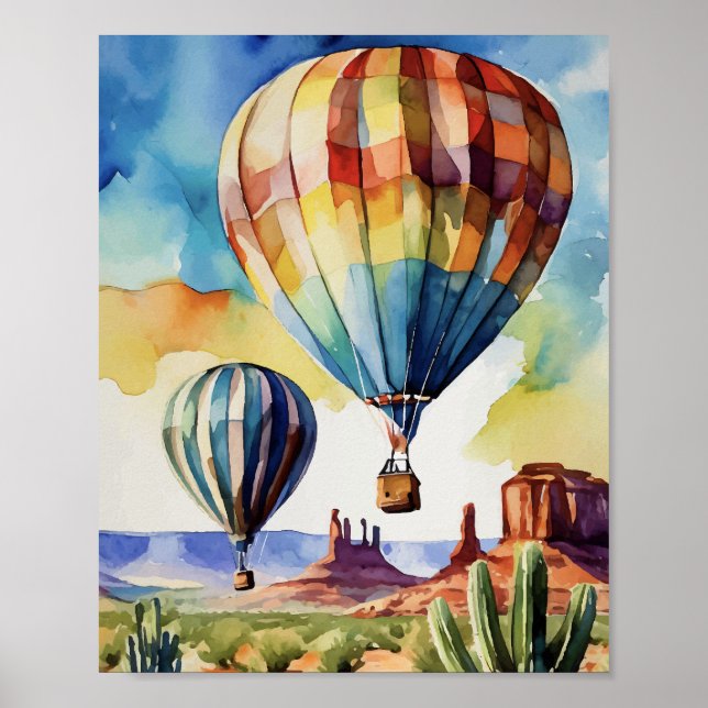 Hot Air Balloon Albuquerque Watercolor Poster (Front)