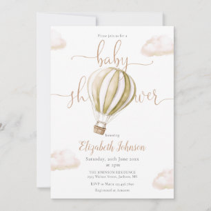 Hot Air Balloon All In One Neutral Baby Shower Invitation