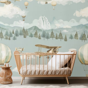 Hot Air Balloon and Aeroplane Adventure Wallpaper