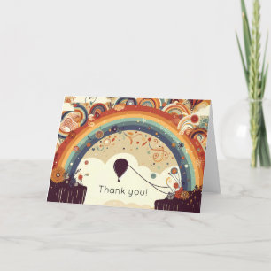 Hot Air Balloon and Rainbows  Thank You Card