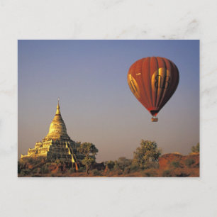 Hot-air Balloon and Shwesandaw Temple, Bagan Postcard