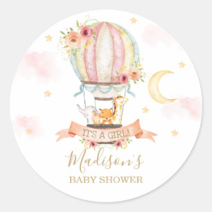 Hot Air Balloon Animal Baby Shower Thank You Favou Classic Round Sticker
