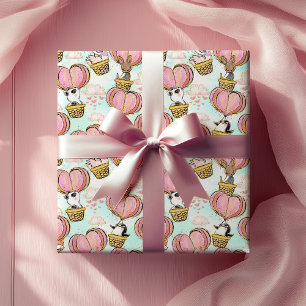 Hot Air Balloon Animals Valentine's Day Wrapping Paper