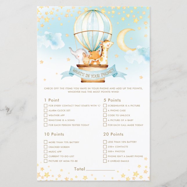 Hot Air Balloon Animals What's In Your Phone Game (Front)