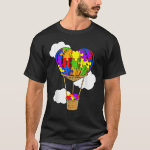 Hot Air Balloon Autism Awareness Cute Heart Puzzle T-Shirt