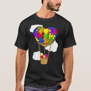 Hot Air Balloon Autism Awareness Cute Heart Puzzle T-Shirt