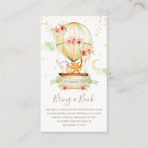 Hot Air Balloon Baby Animals Shower Bring a Book E Enclosure Card