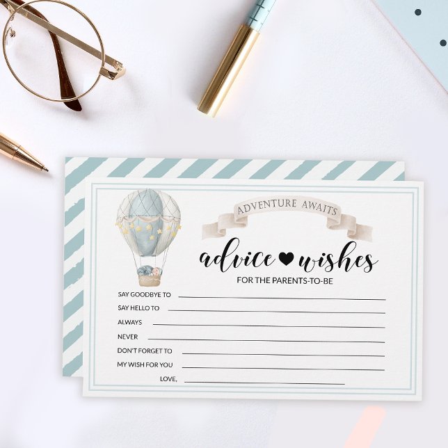 Hot air balloon baby shower advice wishes cards (Creator Uploaded)