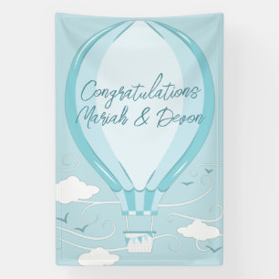 Hot Air Balloon Baby Shower Blue Banner