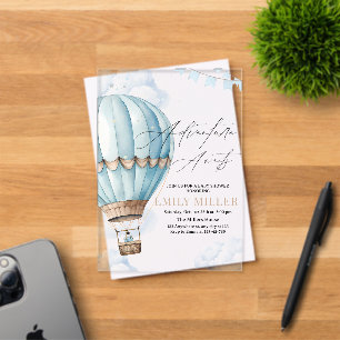 Hot Air Balloon Baby Shower Blue Boy Baby Acrylic Invitations