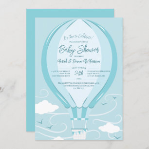 Hot Air Balloon Baby Shower Blue Boy Invitation