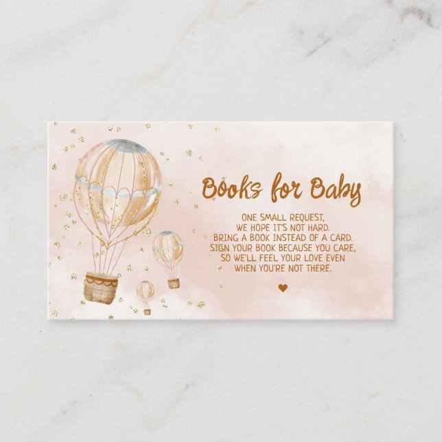 Hot Air Balloon Baby Shower Books For Baby Enclosure Card (Front)