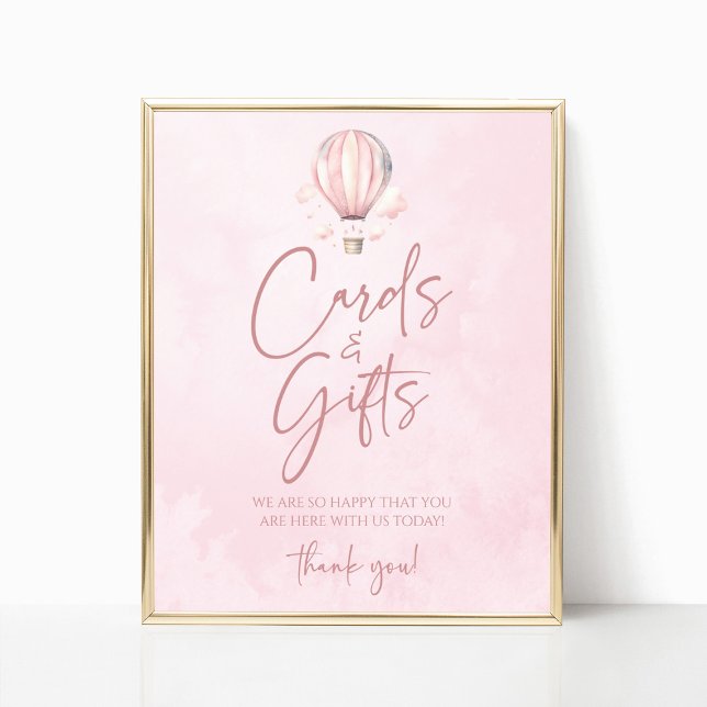 Hot Air Balloon Baby Shower Cards and Gifts Sign (Creator Uploaded)