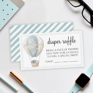 Hot air balloon baby shower diaper raffle cards