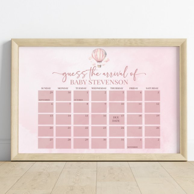 Hot Air Balloon Baby Shower Due Date Calendar Sign (Creator Uploaded)