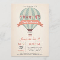 Hot Air Balloon Baby Shower Invitation
