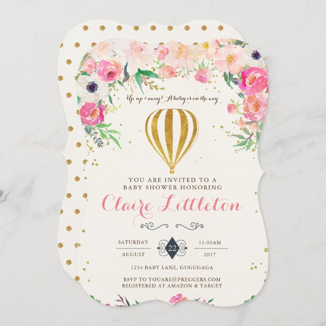 Hot Air Balloon Baby Shower Invitation (Front/Back)