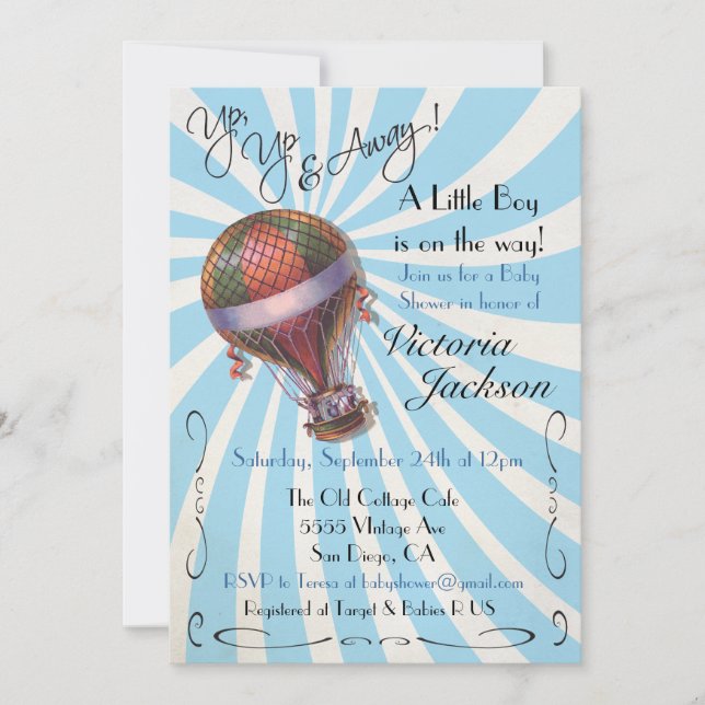 Hot air balloon Baby Shower Invitation (Front)