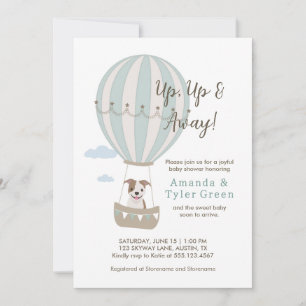 Hot Air Balloon Baby Shower Invite with Cute Dog